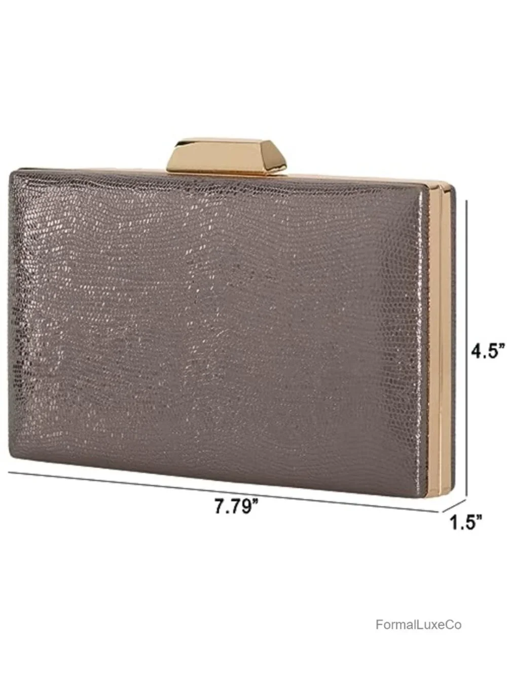Metallic Material Hard Case Evening Party Clutch with Crossbody Chain